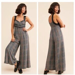 Free people Marley plaid cute jumpsuit med